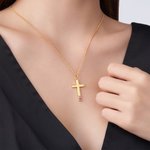 Personalisierte Minimalistische Halskette Schmuck mit Kreuzanhänger Geburtssteine Taufe Religion Geburtstag Geschenk für Christen Herren Damen
