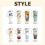 Personalized Cute Flower Pet Photo 40 oz Insulated Tumbler with Name and Straw Birthday Memorial Gift for Pet Lovers Owners
