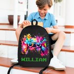 Personlig pixelryggsäck med spelkontrollsstil och färgglada splattor den perfekta skolstartsgåvan för barn studenter och spelentusiaster