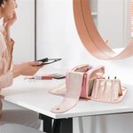 Personalized Butterfly Birth Flower God Says She Is Feminist PU Leather Makeup Bag with Title and Name Travel Birthday Gift for Women Girls