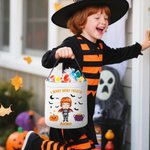 Cesta de caramelos de Halloween personalizada con el nombre de la bruja vampiro de dibujos animados Truco o trato Actividad Fiesta de Halloween Regalo para niños Niñas