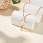 Personalisierte Minimalistische Halskette Schmuck mit Kreuzanhänger Geburtssteine Taufe Religion Geburtstag Geschenk für Christen Herren Damen