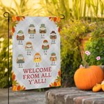 Personalized Fall Birds Garden Flag with 1-12 Names Autumn Outdoor Garden Decorations Thanksgiving Gift for Family Friend