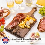 Personalized Engraved Heart Tree Stump Charcuterie Cutting Board with Names and Handle Made in USA Anniversary Valentine's Day Gift for Couple