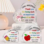 Personalisierte Herzförmige Acryl-Tafel mit Blume Bleistift Apfel Namen Text und Datum Schulanfang Dankeschön Geschenk für Lehrkräfte
