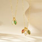 Personalized 1-8 Marquise Birthstones Necklace Dainty Jewelry Birthday Mother's Day Anniversary Gift for Women