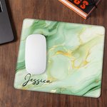 Alfombrilla de ratón antideslizante con nombre, acuarela y dibujo de mármol, personalizada Material de oficina Regalo de cumpleaños para oficinistas Jugadores