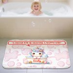 Personalisierte niedliche Badewanne Cartoon Tier Anti-Rutsch-Türmatte mit Namen und Text Housewarming Geburtstag Geschenk für Familie Freund