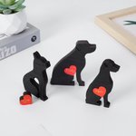 Personalised Mini Pocket Dog Wooden Figurine Plaque with Red Heart Engraved Name Collectible Statue Desk Decor Birthday Gift for Dog Lovers Owners