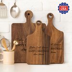 Personalized Engraved Text Wooden Bamboo Reversible Cheese Charcuterie Cutting Board with Grip Made in USA Housewarming Wedding Gift for Family Couple