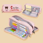 Personalized Cute Cartoon Kid Pencil Apple Notebook Initial Three-Layer Pencil Case with Name School Supply Back to School Gift for Boys Girls