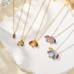 Personalized 1-8 Marquise Birthstones Necklace Dainty Jewelry Birthday Mother's Day Anniversary Gift for Women