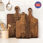 Personalized Engraved Heart Tree Stump Charcuterie Cutting Board with Names and Handle Made in USA Anniversary Valentine's Day Gift for Couple