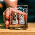 Personalised Life Would Be Boring Without Me 10 oz Rock Whiskey Glass with Pet Photo and Name Old Fashioned Birthday Gift for Friends Pet Lovers