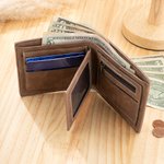 Personalized Men's Leather Wallet with Engraved Photos Father's Day Gift for Dad Grandpa