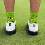 Personalized Golf Ball Club Lucky Number Face Photo Soft Breathable Mid-Calf Socks Anniversary Birthday Gift for Men Golf Players
