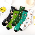 Personalized Golf Ball Club Lucky Number Face Photo Soft Breathable Mid-Calf Socks Anniversary Birthday Gift for Men Golf Players