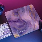 Alfombrilla de ratón antideslizante con nombre, acuarela y dibujo de mármol, personalizada Material de oficina Regalo de cumpleaños para oficinistas Jugadores