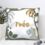 Taie d'Oreiller Personnalisée avec Nom Style de Dinosaure Cartoon Décoration de Chambre Cadeau Anniversaire pour Enfant