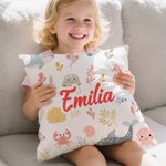 Personalisierter Weicher Kissenbezug mit Namen Niedliche Meerestiere Dinosaurier Elemente Haus Deko Geburtstag Geschenk für Jungen Mädchen