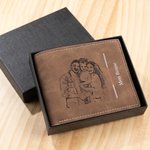 Personalized Men's Leather Wallet with Engraved Photos Father's Day Gift for Dad Grandpa