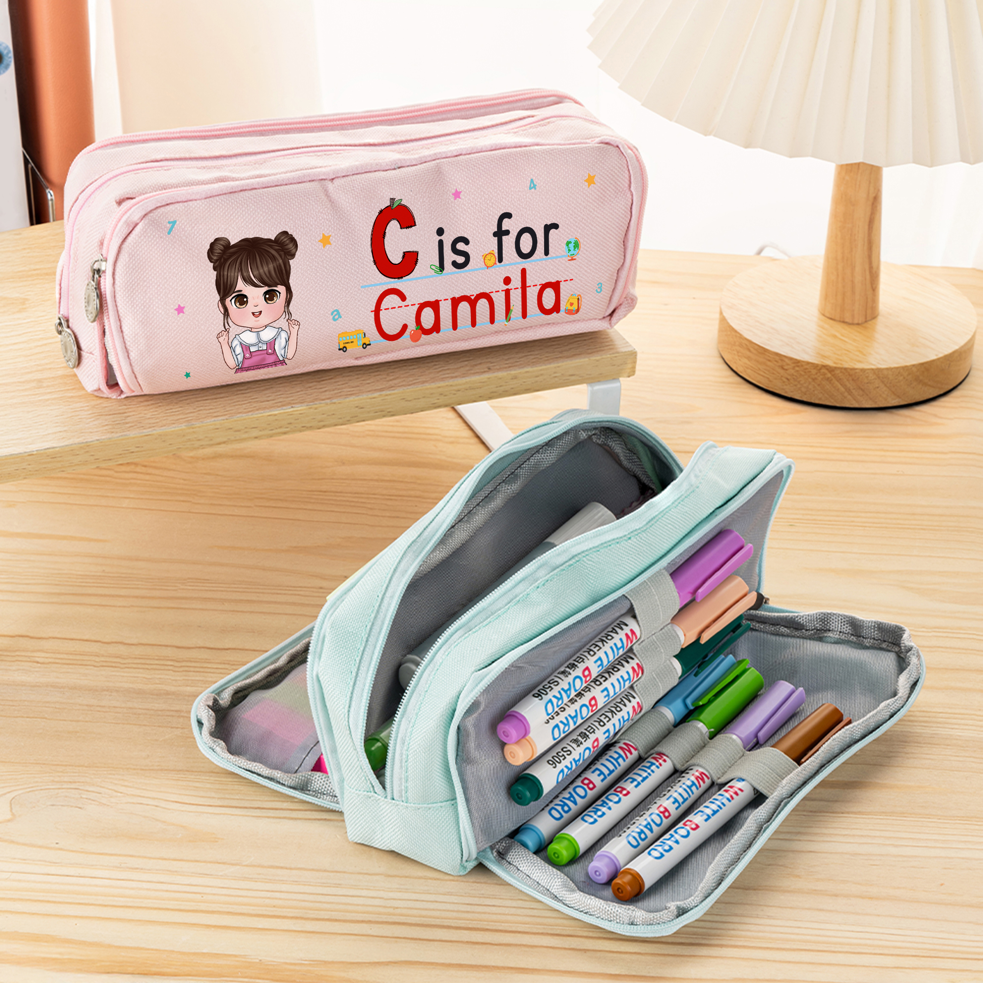 Trousse à crayons personnalisée pour enfant avec nom et prénom Cadeau de rentrée scolaire pour garçon fille