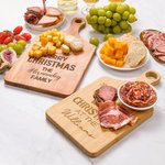 Personalized Santa Hat Christmas Reversible Cheese Charcuterie Cutting Board with Finger Grip Made in USA Christmas Housewarming Gift for Family