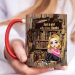 Personalised Cartoon Reading Character 11 oz Ceramic Coffee Mug with Name Home Decor Birthday Gift for Book Lovers Women