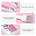 Personalisiertes Fantasy Einhorn Initiale Kinder Gabel Löffel Messer Besteck 3-teilig-Set mit Namen Etui Geburtstag Einschulung Geschenk für Kinder