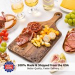 Personalized Engraved Floral Initials Wooden Reversible Charcuterie Cutting Board with Grip Made in USA Housewarming Wedding Gift for Couple