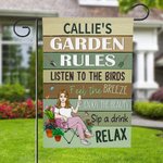 Personalized Cartoon Character Garden Flag with Name Garden Decor Parents' Day Birthday Gift for Family Gardening Lovers