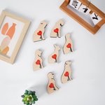 Personalised Mini Pocket Dog Wooden Figurine Plaque with Red Heart Engraved Name Collectible Statue Desk Decor Birthday Gift for Dog Lovers Owners