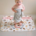 Personalisierte niedliche Badewanne Cartoon Tier Anti-Rutsch-Türmatte mit Namen und Text Housewarming Geburtstag Geschenk für Familie Freund