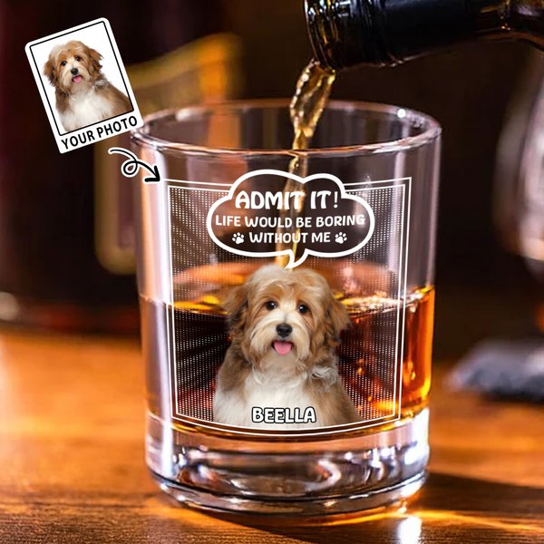 Verre à whisky personnalisé avec photo et nom de l'animal de compagnie Cadeau d'anniversaire pour les amis et les amoureux des animaux de compagnie