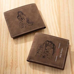 Cartera para hombre personalizada de cuero PU con fotos grabadas regalo de Día del Padre para padre y abuelo