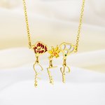 Personalized 1-5 Birth Flowers Necklace with Names Colorful Floral Jewelry Mother's Day Birthday Christmas Gift for Mom Grandma