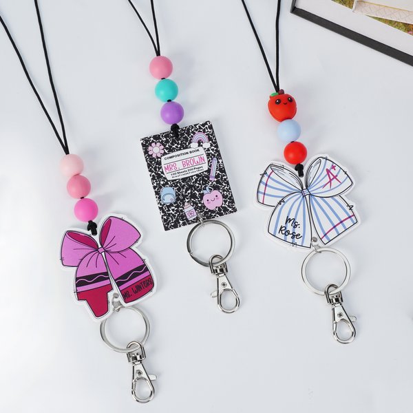 Personalisiertes Notizbuch Papier Buntstift Bogen Perlen Abzeichen Lanyard mit Text Teacher's Day Wertschätzung zurück zur Schule Geschenk für Lehrer Pädagogen