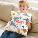 Personalisierter Weicher Kissenbezug mit Namen Niedliche Meerestiere Dinosaurier Elemente Haus Deko Geburtstag Geschenk für Jungen Mädchen