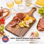 Personalized Wreath Initial Reversible Charcuterie Cutting Board with Engraved Name and Grip Made in USA Housewarming Wedding Gift for Family Couple