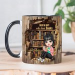 Personalised Cartoon Reading Character 11 oz Ceramic Coffee Mug with Name Home Decor Birthday Gift for Book Lovers Women