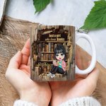 Personalised Cartoon Reading Character 11 oz Ceramic Coffee Mug with Name Home Decor Birthday Gift for Book Lovers Women