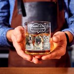 Personalised Life Would Be Boring Without Me 10 oz Rock Whiskey Glass with Pet Photo and Name Old Fashioned Birthday Gift for Friends Pet Lovers