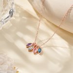 Personalized 1-8 Marquise Birthstones Necklace Dainty Jewelry Birthday Mother's Day Anniversary Gift for Women
