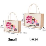 Personalisierte Ballon Kuchen Cartoon Charakter große Jute Tote Tasche mit Namen und Alter Geburtstag Reisen Einkaufsgeschenk für Mädchen Frauen