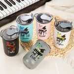 Personalized Birth Flower Piano Name Design 10 oz Insulated Tumbler with Lid and Straw Anniversary Birthday Gift for Women Music Lovers