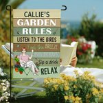 Personalized Cartoon Character Garden Flag with Name Garden Decor Parents' Day Birthday Gift for Family Gardening Lovers