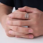 Personalized Handcuffs Interlocking Infinity Ring with Initials Valentine's Day Anniversary Birthday Gift for Female or Male Police Officer Couple