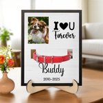 Personalised I Love You Forever Pet Photo Design Wooden Collar Frame with Base and Name Pet Loss Memorial Sympathy Gift for Pet Lovers