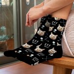 Personalized Golf Ball Club Lucky Number Face Photo Soft Breathable Mid-Calf Socks Anniversary Birthday Gift for Men Golf Players