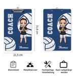 Personalisiertes Klemmbrett mit Cartoon Basketball Fußball Charakter Namen und Titel Geburtstag Dankeschön Geschenk für Trainer Team-Mitglied